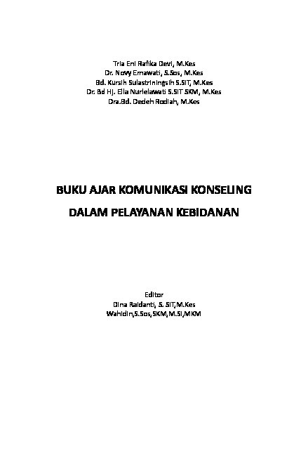 BUKU AJAR KOMUNIKASI KONSELING DALAM PELAYANAN KEBIDANAN